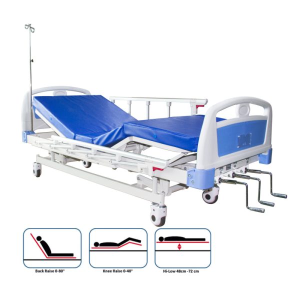 3 Crank manual hospital bed