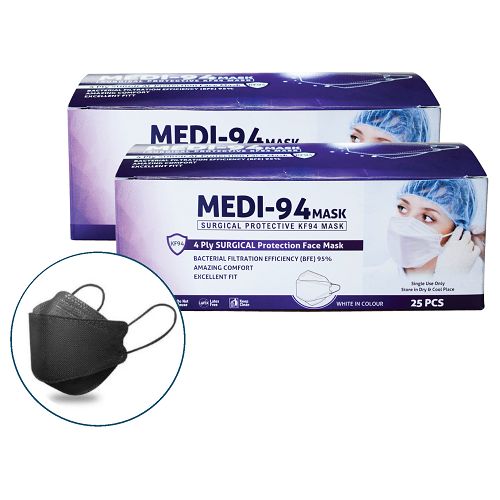 Medi-94 Mask Black: Disposable Surgical KF94 Face Mask