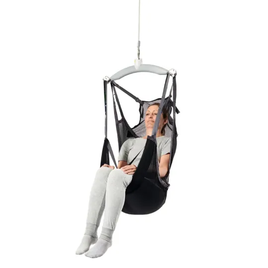 Patient Sling for Seated Transfers with Head Support and Net Polyester Fabric by Guldmann
