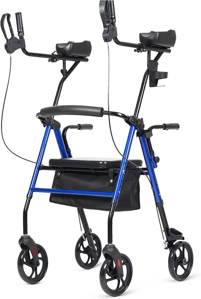 Upright Walker, Stand Up Rollator with Padded Seat